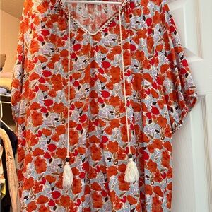 Amazon Orange and White Floral Tunic